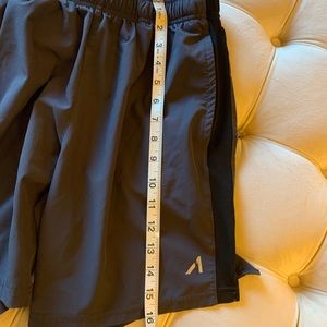 Small men’s microfiber shorts with drawstring and pockets in grey w/ black trim